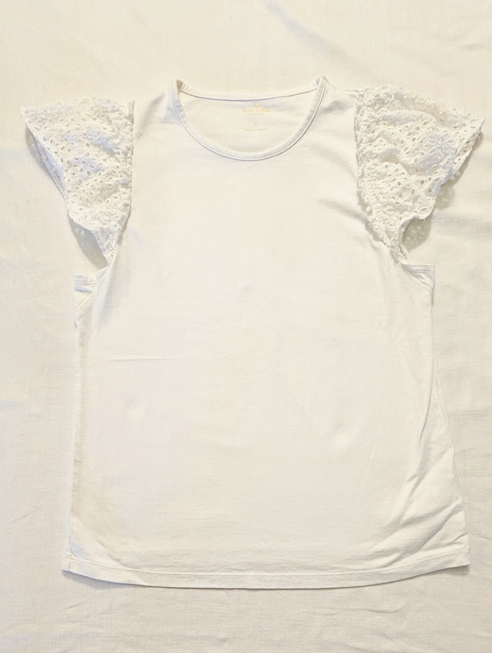 kate spade White Eyelet Flutter Sleeve Tee